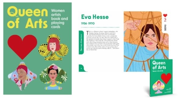 Queen of Arts - Women artist playing cards and book - Baraja de cartas